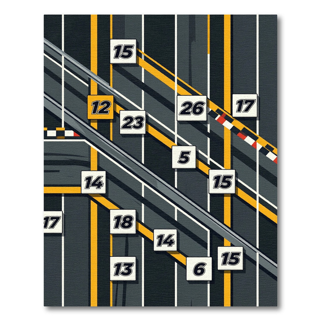 Modern Yellow and Gray Geometric Track Rug