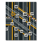 Modern Yellow and Gray Geometric Track Rug