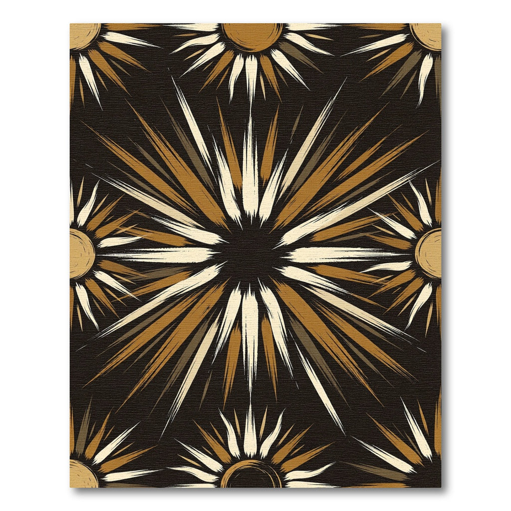 Golden Radiant Sunburst Pattern Rug