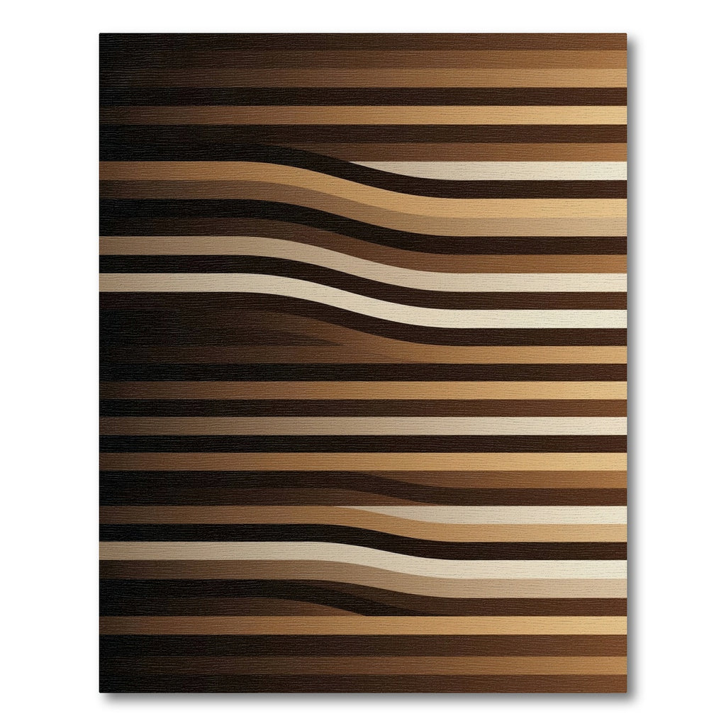 Minimalist Earth Toned Wavy Striped Rug