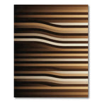 Minimalist Earth Toned Wavy Striped Rug