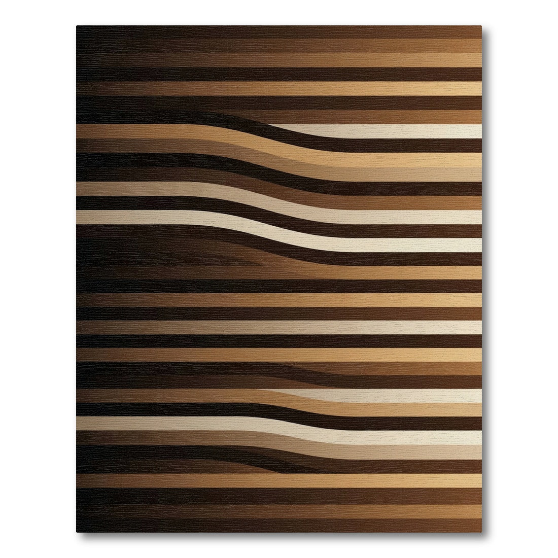 Minimalist Earth Toned Wavy Striped Rug