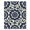 Navy Cream Floral Medallion Composition Rug