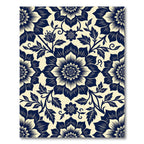 Navy Cream Floral Medallion Composition Rug