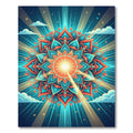 Radiant Sun Mandala Turquoise Coral Rug