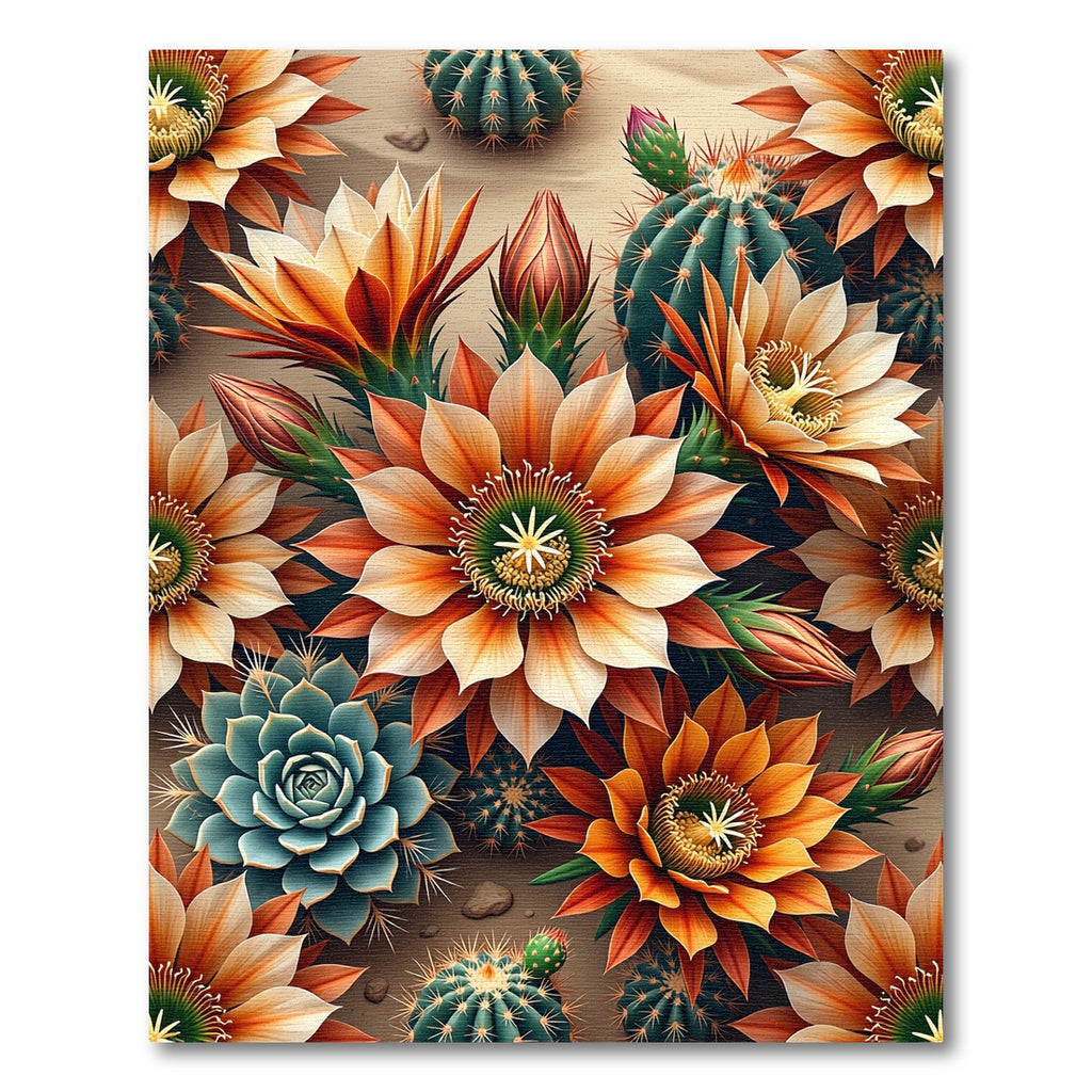 Vibrant Blooming Desert Succulent Floral Rug