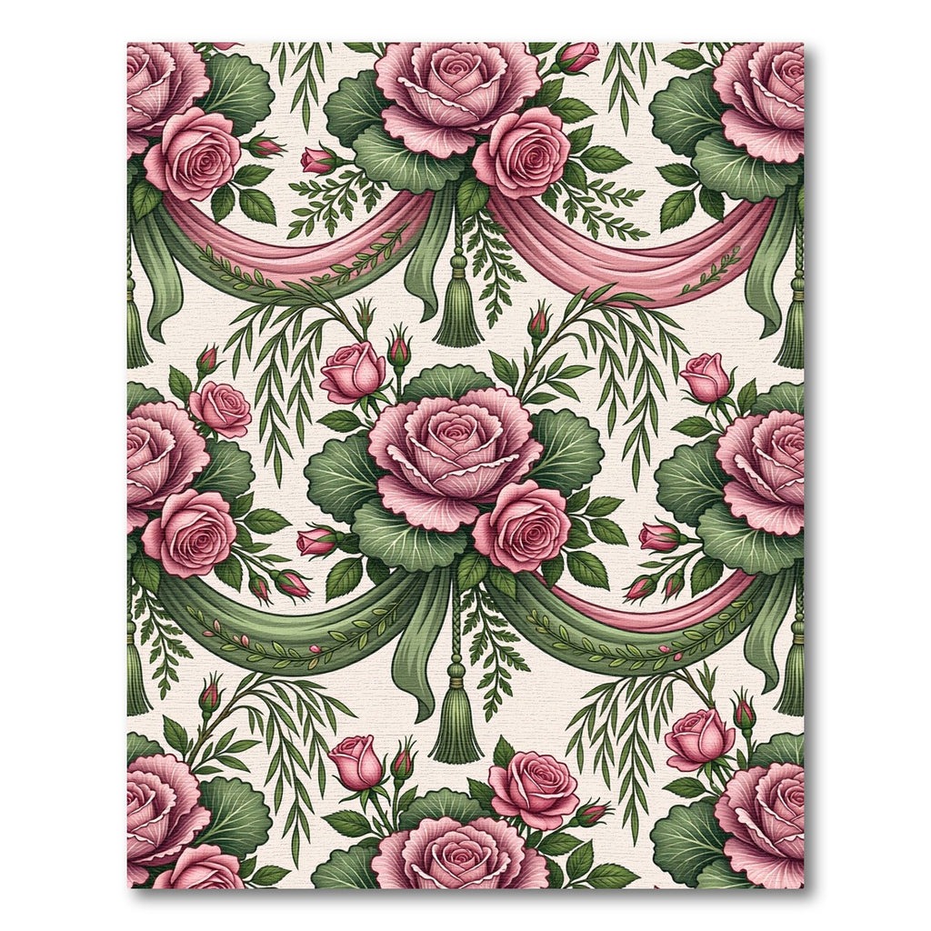 Romantic Blush Rose Floral Swag Rug