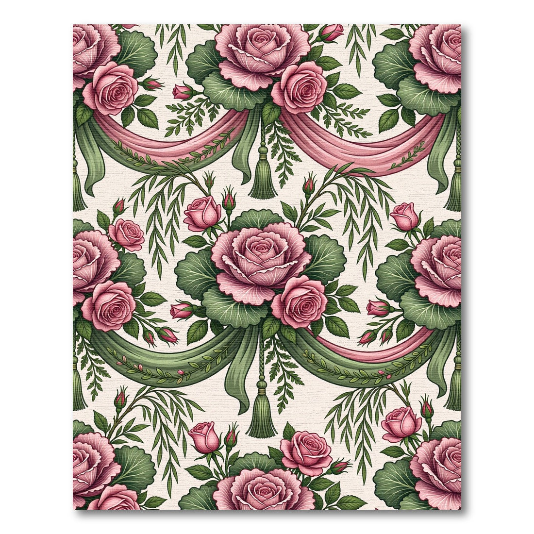 Romantic Blush Rose Floral Swag Rug