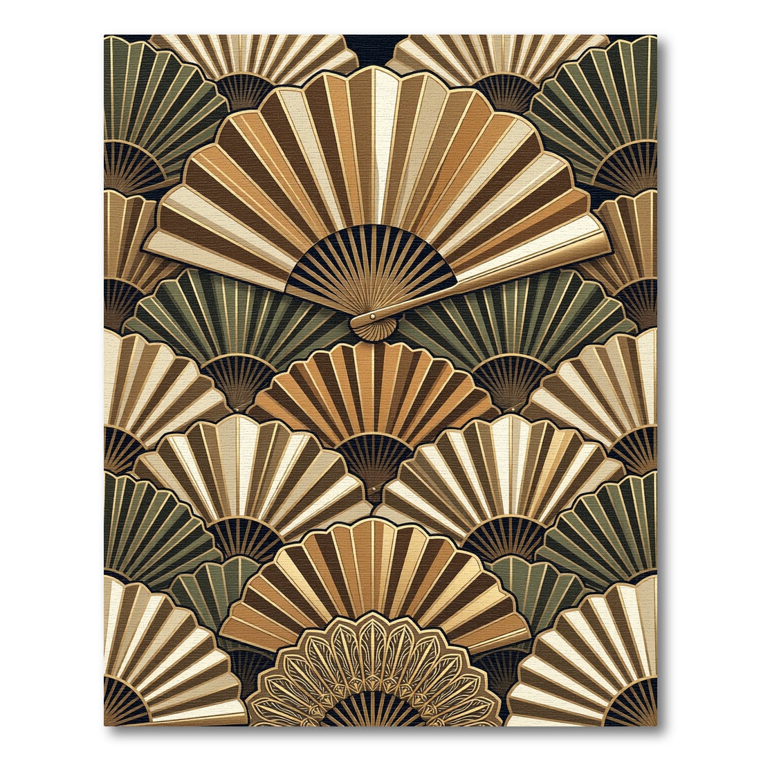 Elegant Golden Fan Arrangement Rug
