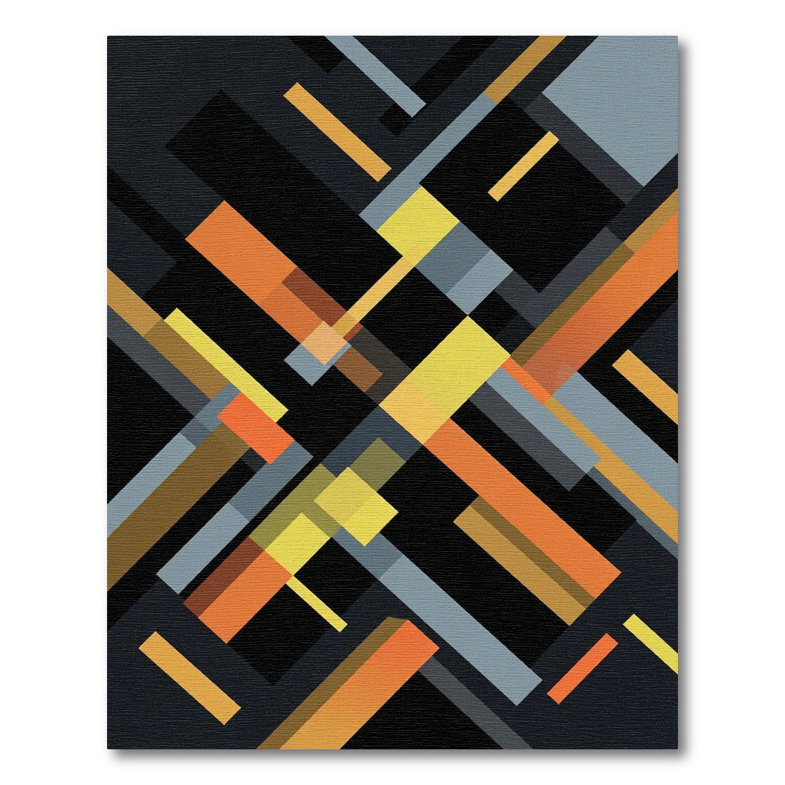 Modern Geometric Orange Yellow Gray Rug