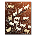 Whimsical Cream Cats Swirling Lines Rug