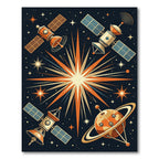 Mid Century Cosmic Satellite Starburst Rug