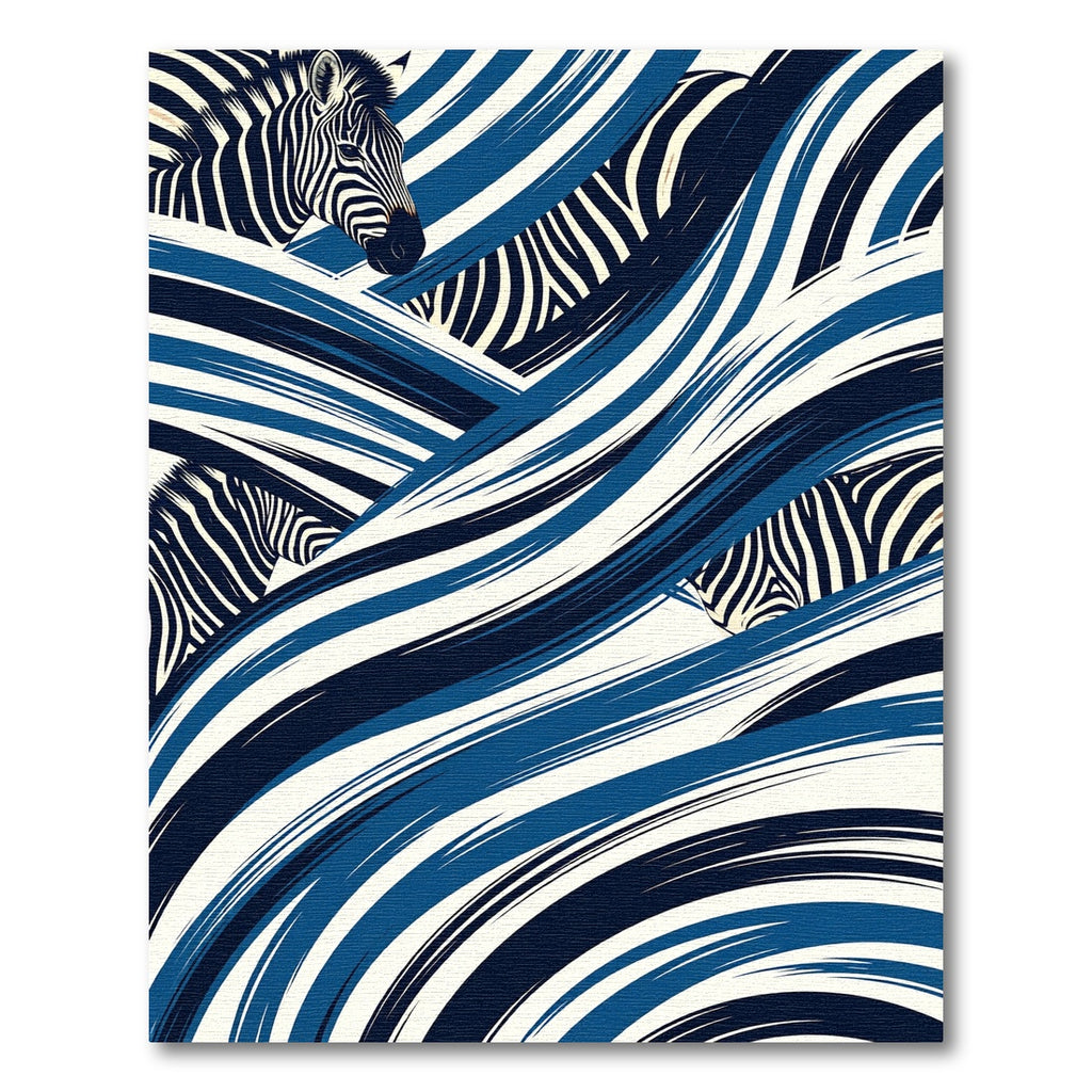 Dynamic Blue Zebra Stripe Swirl Rug