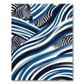 Dynamic Blue Zebra Stripe Swirl Rug