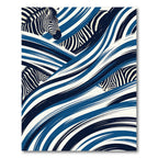Dynamic Blue Zebra Stripe Swirl Rug