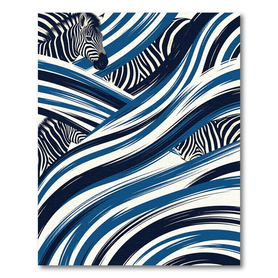 Dynamic Blue Zebra Stripe Swirl Rug