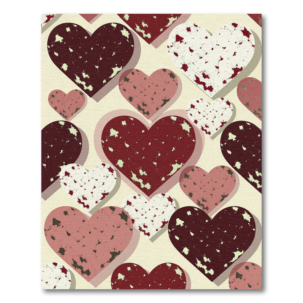 Distressed Red Heart Collage Rug
