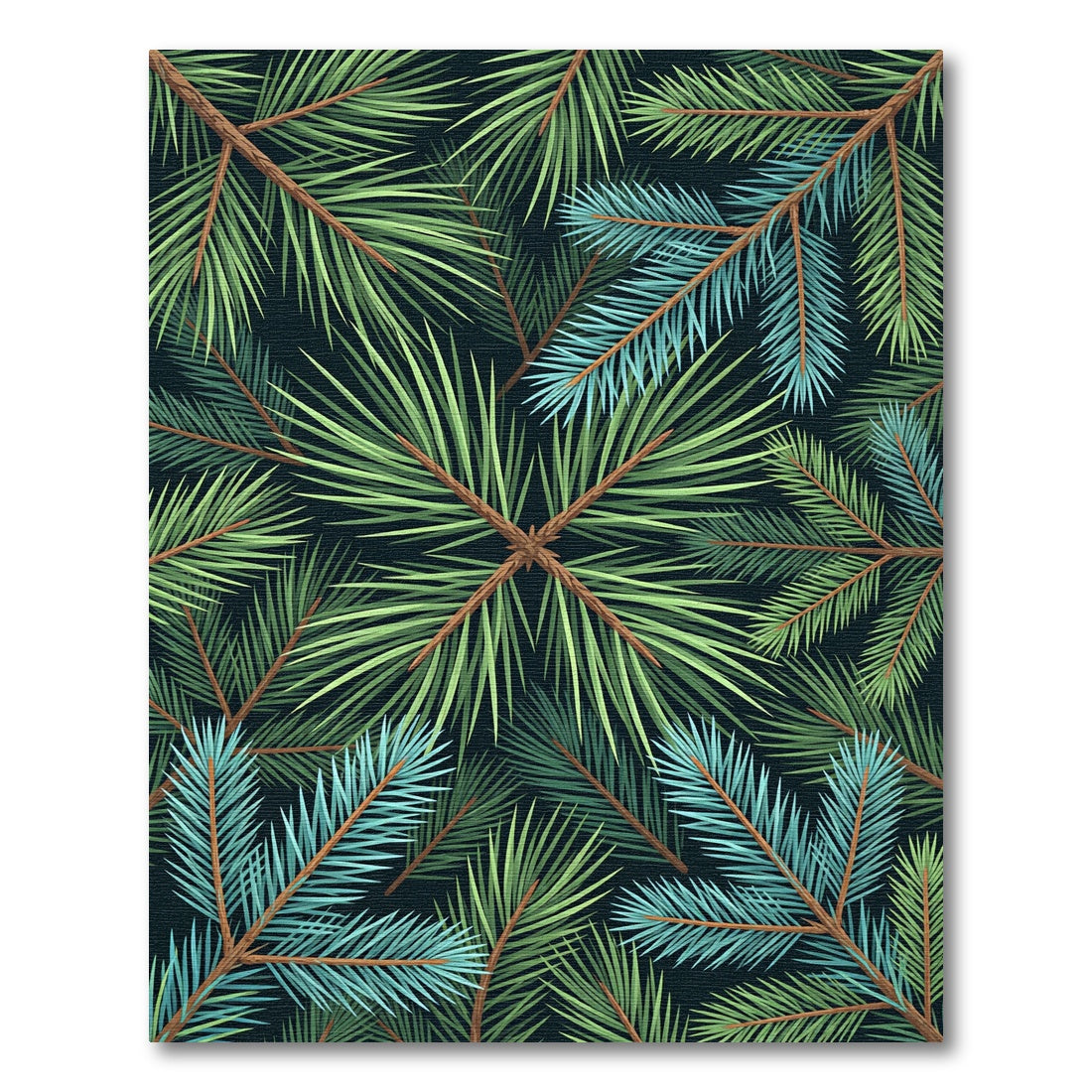 Green Blue Pine Needle Radiate Arrangement Rug