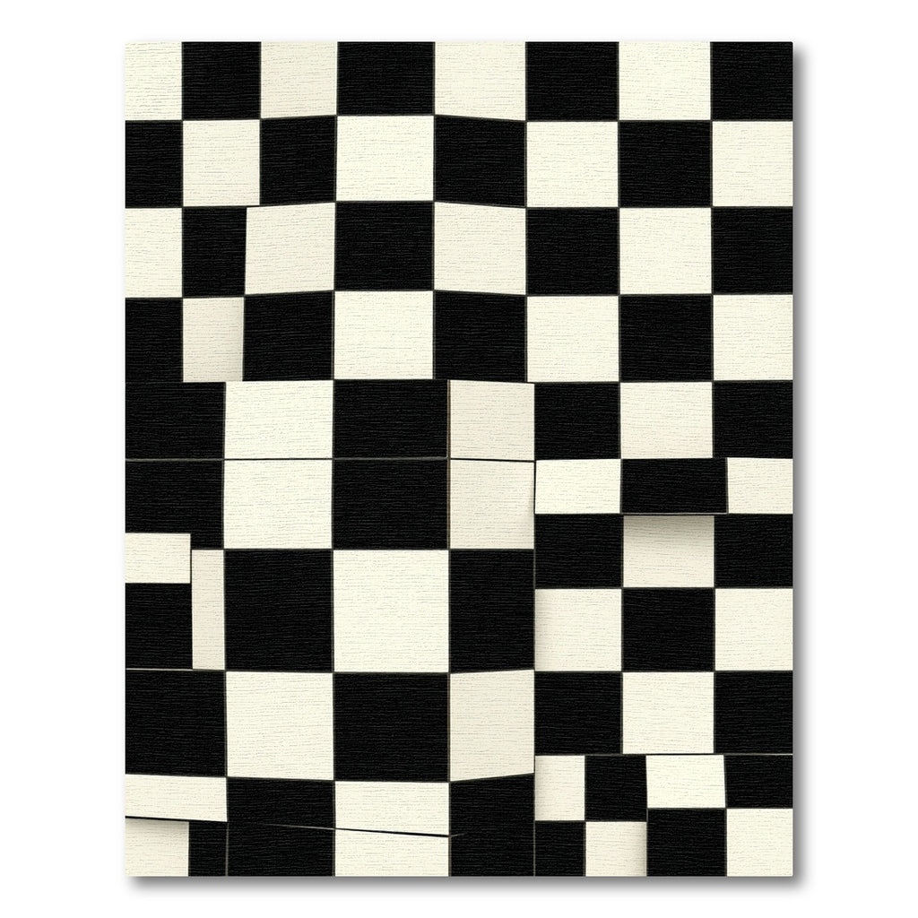Abstract Monochrome Checkerboard Deconstructed Grid Rug