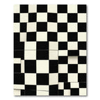 Abstract Monochrome Checkerboard Deconstructed Grid Rug