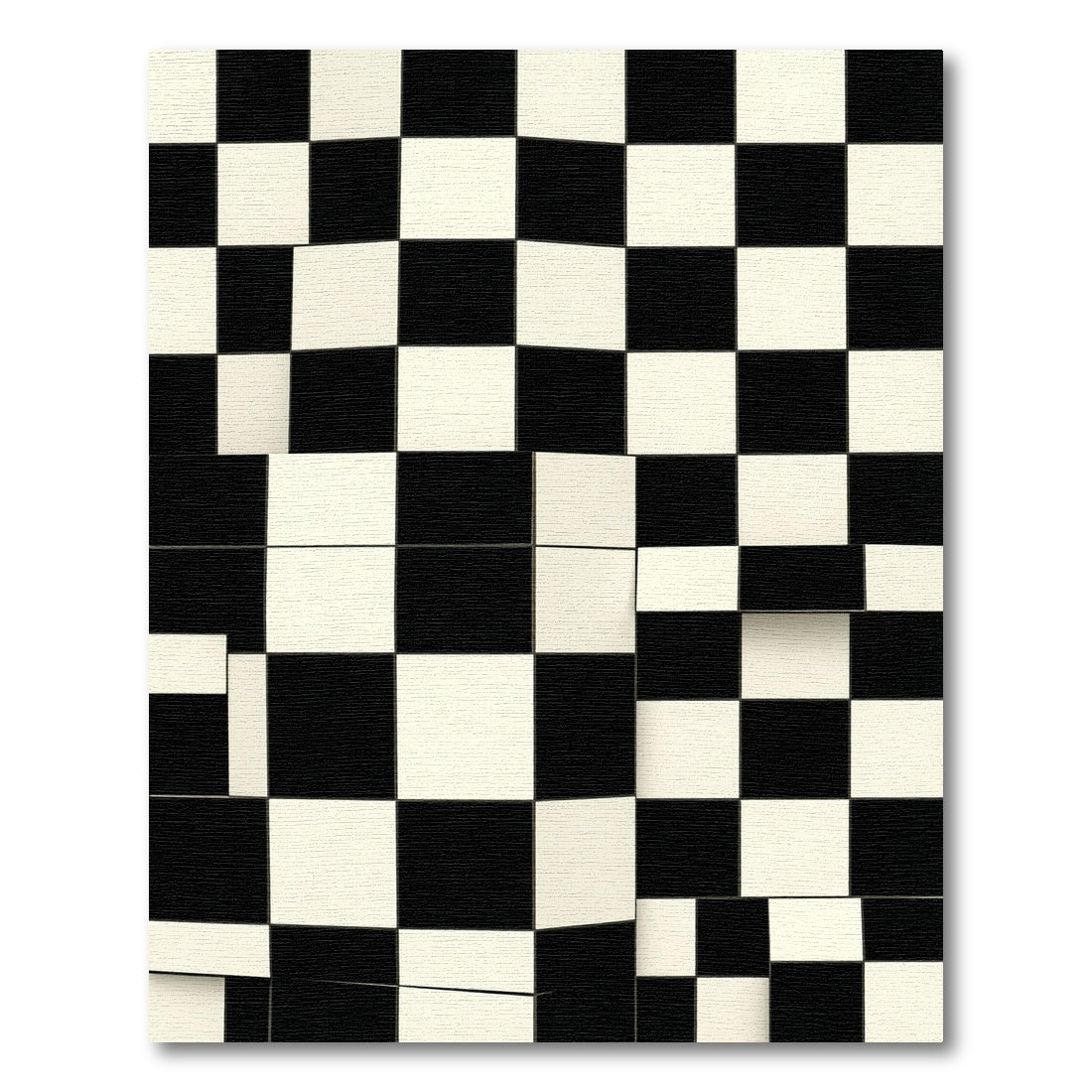 Abstract Monochrome Checkerboard Deconstructed Grid Rug
