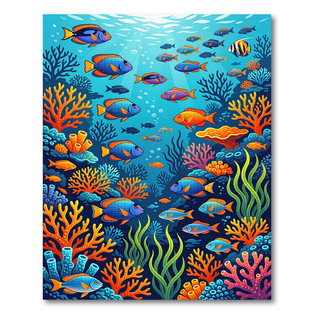 Vibrant Oceanic Coral Reef Tropical Fish Rug