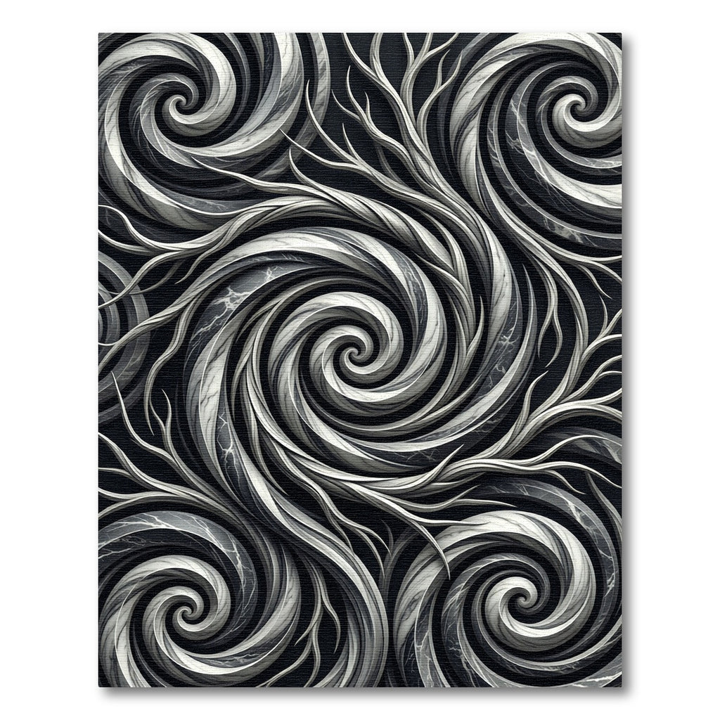 Monochrome Swirl Marble Abstract Rug