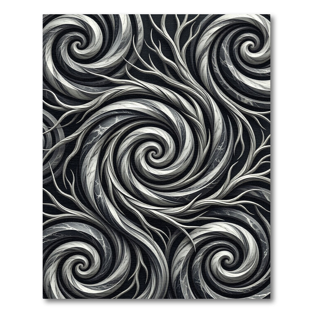 Monochrome Swirl Marble Abstract Rug