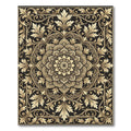 Antique Gold Floral Mandala Damask Rug