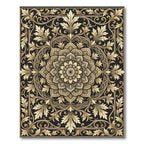 Antique Gold Floral Mandala Damask Rug
