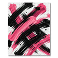 Bold Pink and Black Abstract Brushstroke Rug