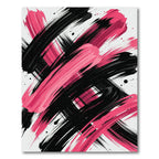 Bold Pink and Black Abstract Brushstroke Rug