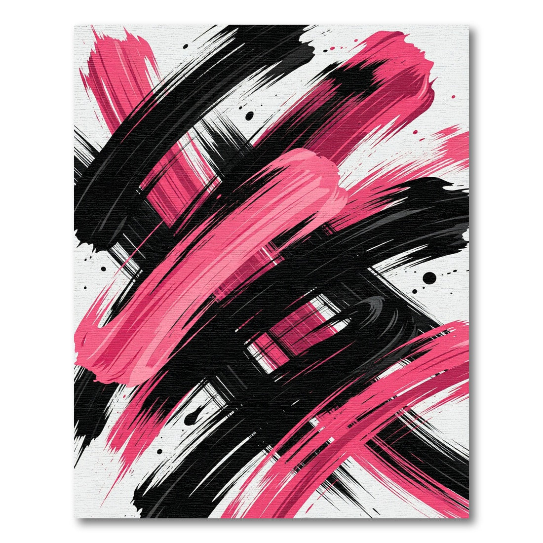 Bold Pink and Black Abstract Brushstroke Rug