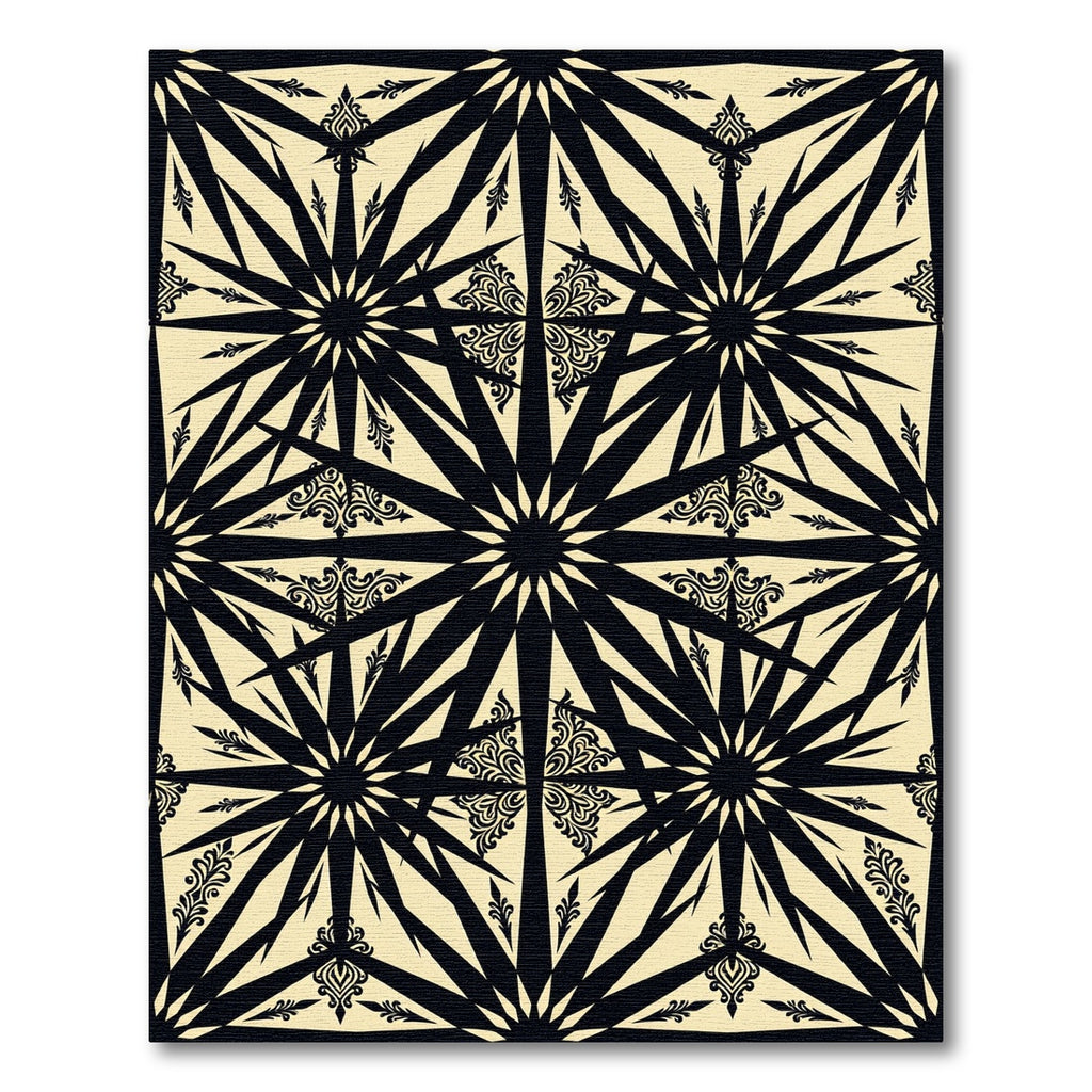 Monochrome Black and Beige Star Medallion Rug