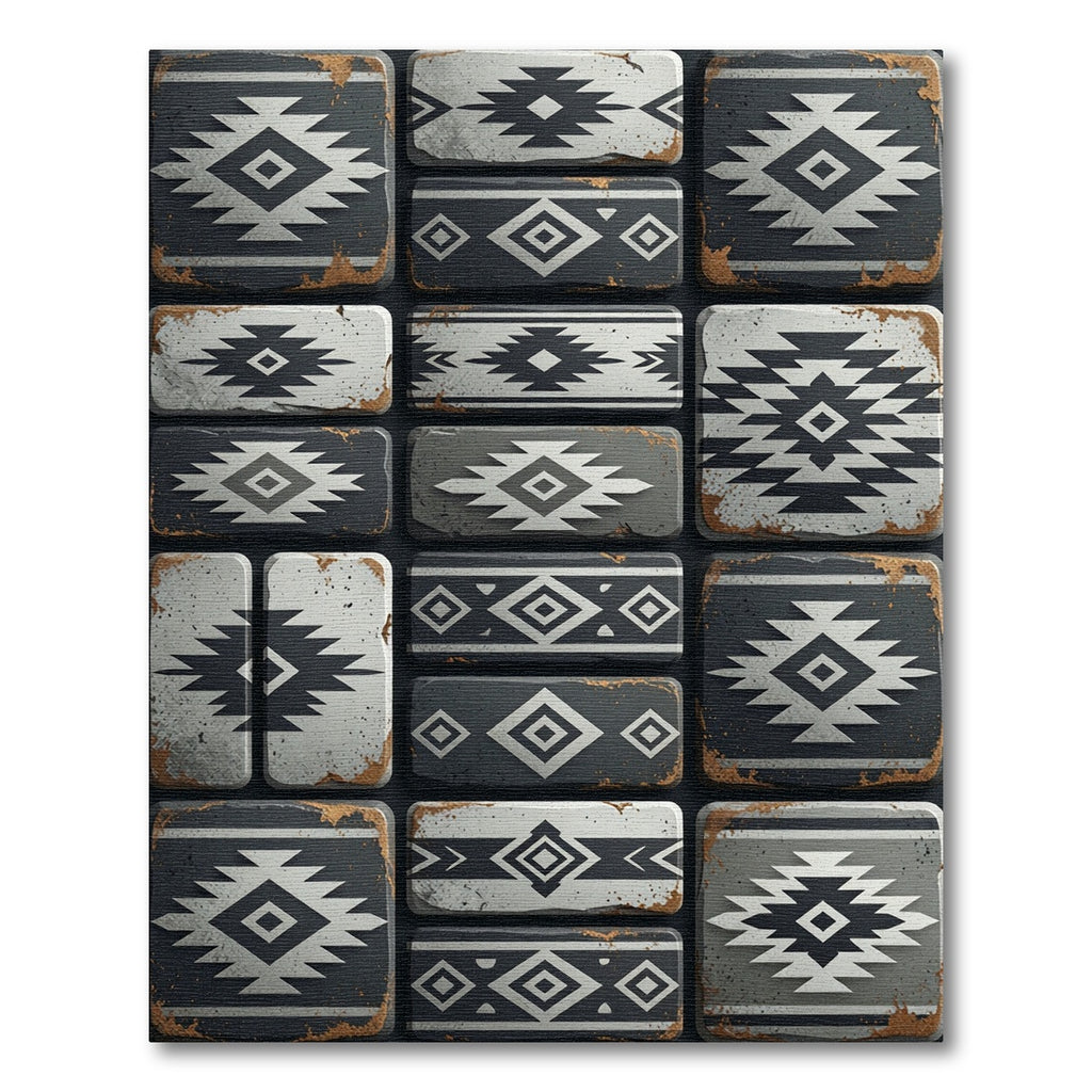 Gray Tribal Diamond Geometric Rug