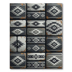 Gray Tribal Diamond Geometric Rug