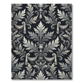 Ornate Black Silver Acanthus Scroll Rug