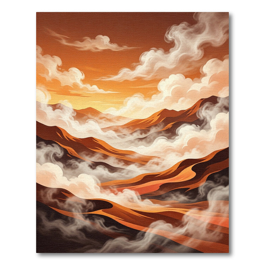 Abstract Burnt Orange Cloud Landscape Rug