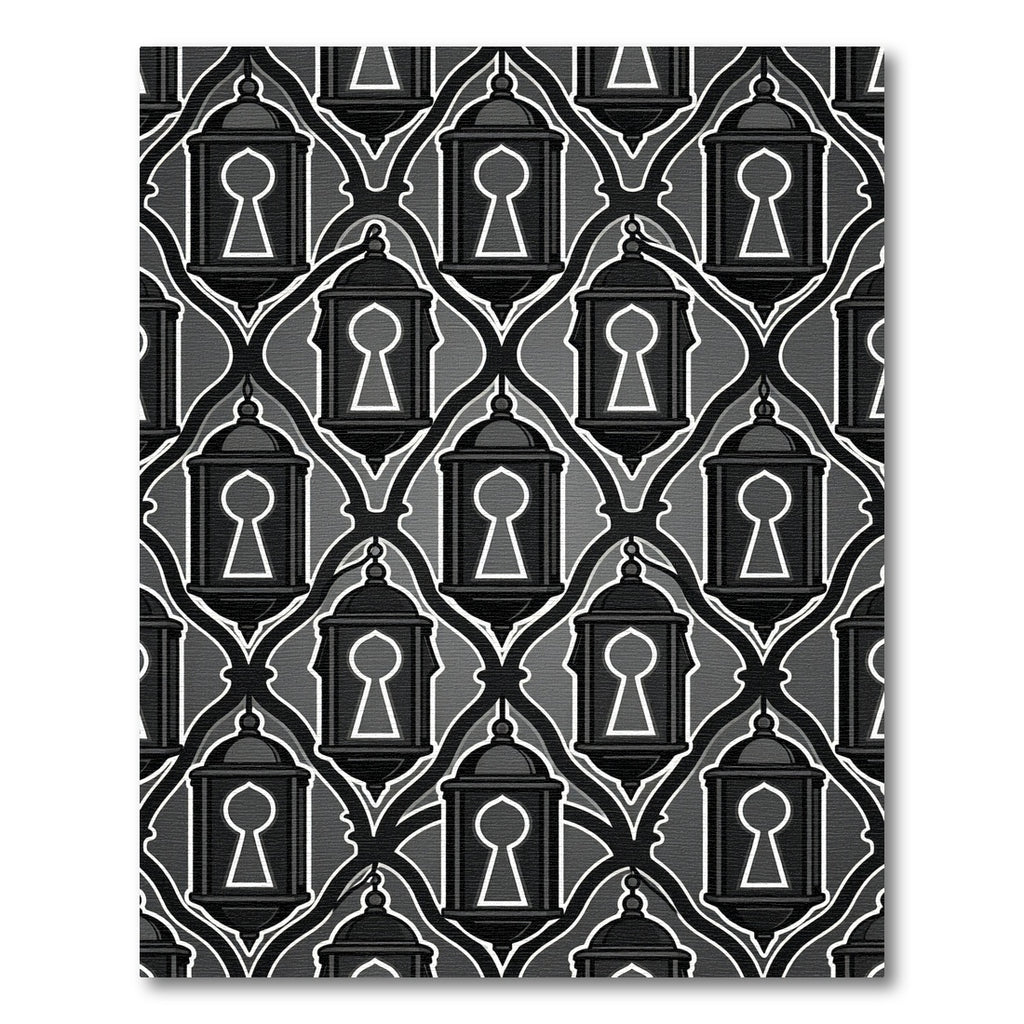 Black Gray Lantern Lattice Pattern Rug