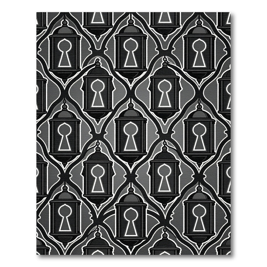 Black Gray Lantern Lattice Pattern Rug