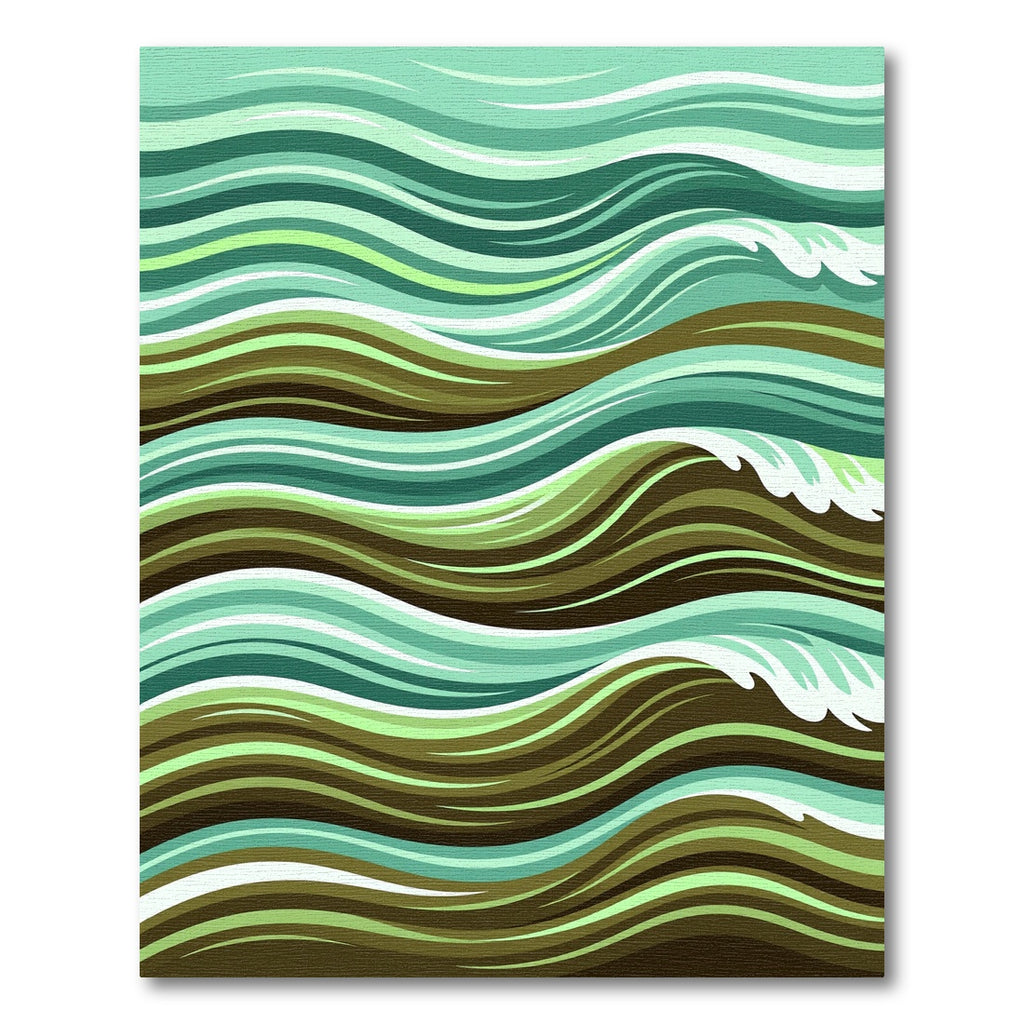 Abstract Teal Earthy Wave Landscape Rug