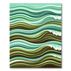 Abstract Teal Earthy Wave Landscape Rug