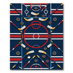 Dynamic Hockey Rink Navy Red Art Rug