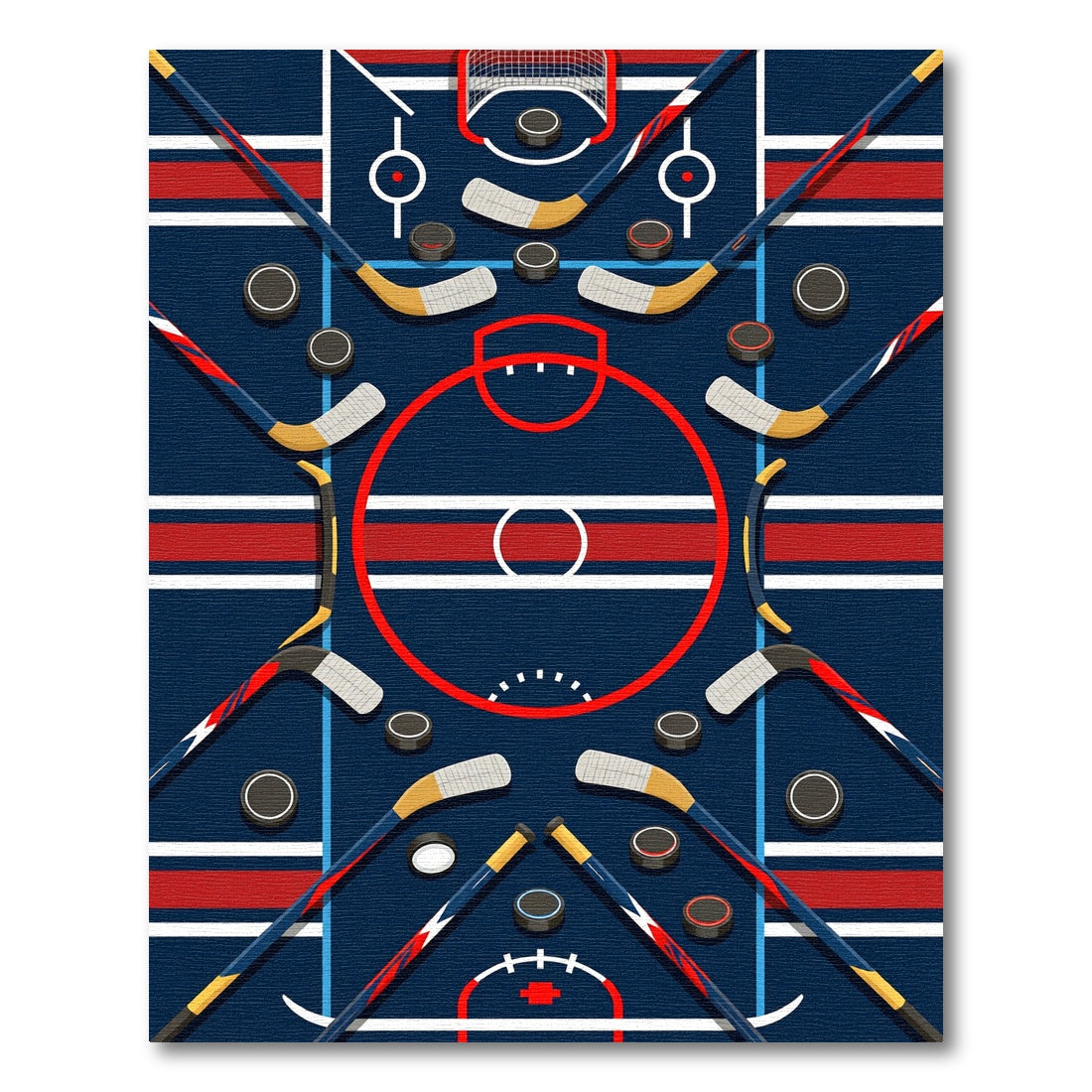 Dynamic Hockey Rink Navy Red Art Rug