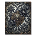 Gothic Black Floral Damask Medallion Rug