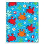 Red Orange Crab Tropical Foliage Bubbles Rug