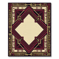 Crimson Gold Geometric Keys Medallion Rug
