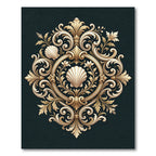 Ornate Shell Filigree Gold Cream Medallion Rug
