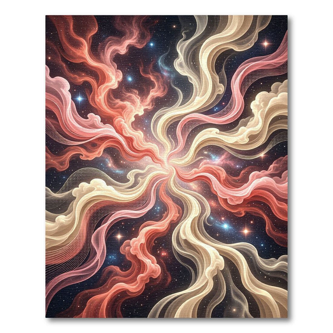 Celestial Rose and Cream Nebula Swirl Rug