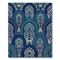 Ornate Indigo Teal Damask Arch Enclave Rug